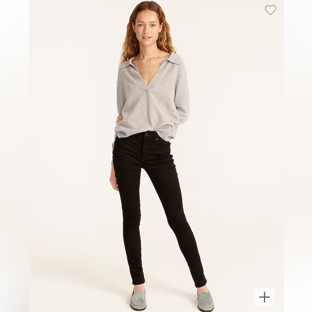 J. Crew 9" mid-rise stretchy toothpick jean in new black